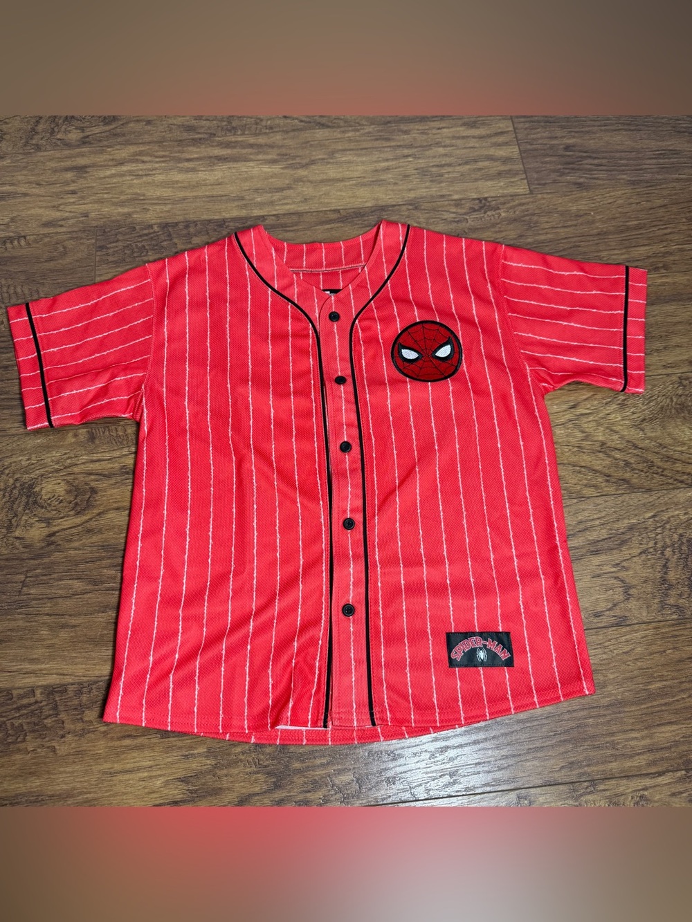 Marvel Spider-Man Baseball Jersey Youth L 10/12 Red Pinstripe Amazing 23 HIS